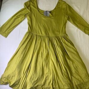 Twelve by Twelve Green Fit and Flare Mini Dress with Cuffed Long Sleeves